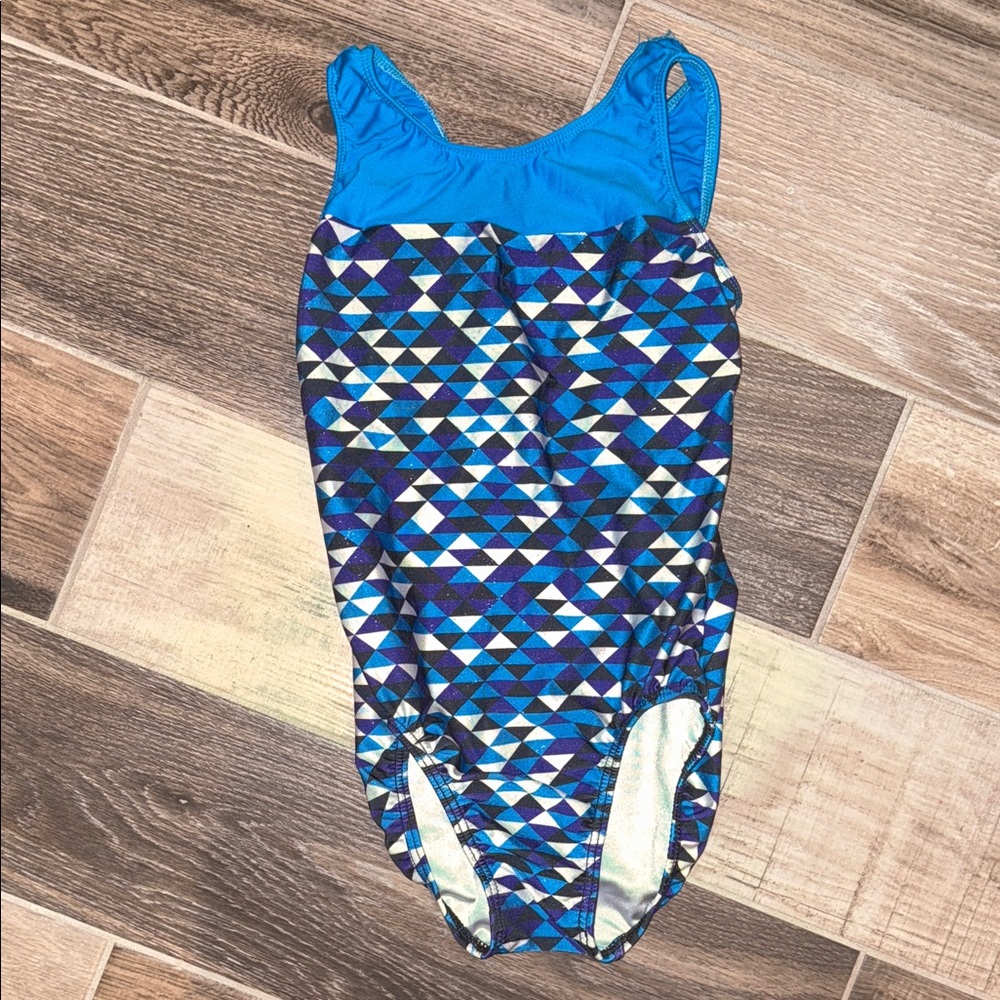 Geometric print open back leotard Motionwear CL EUC